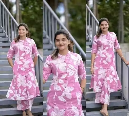 Printed Rayon Kurta Pants Fit/ for Women