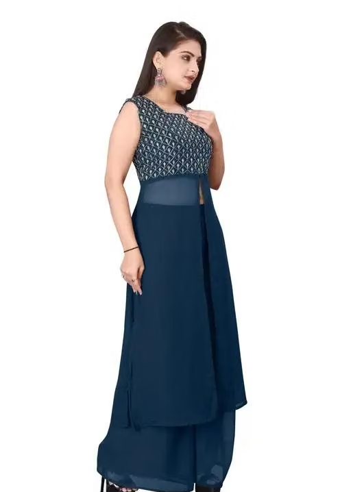 Georgette Kurta Palazzos Fit/ for Women - Image 4