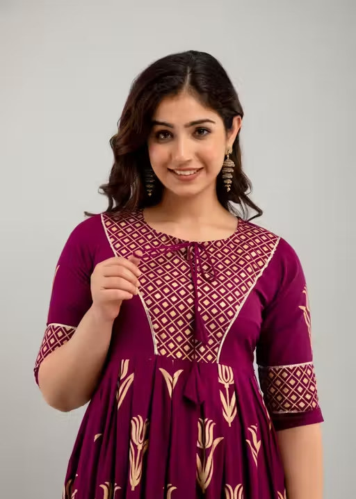 Women Rayon Floral Printed Amaira Anarkali Kurtis - Image 4