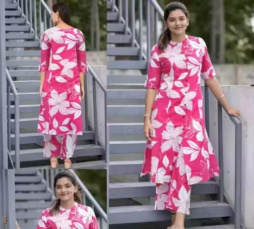 Printed Rayon Kurta Pants Fit/ for Women