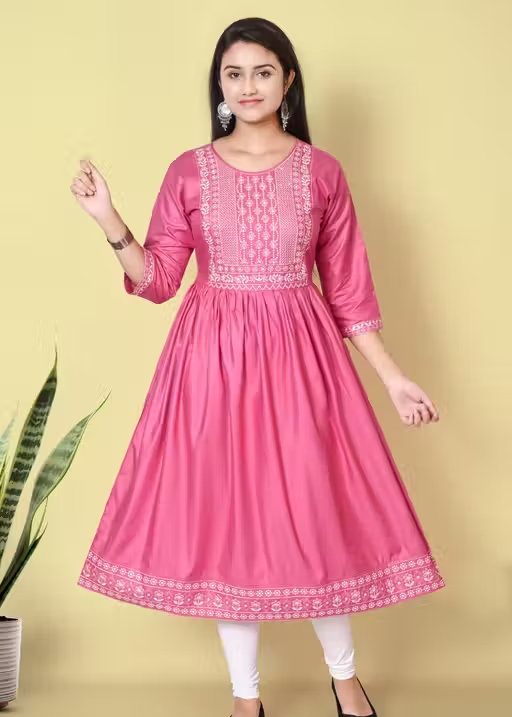 Stylish & Comfortable Kurtis for Every Occasion – Trendy, Elegant, and Viscose Rayon & Embroidered Designs for Women (Light Pink)