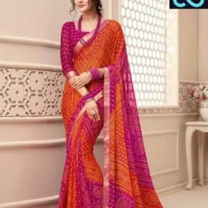 Designer georgette bandhani saree with running blouse