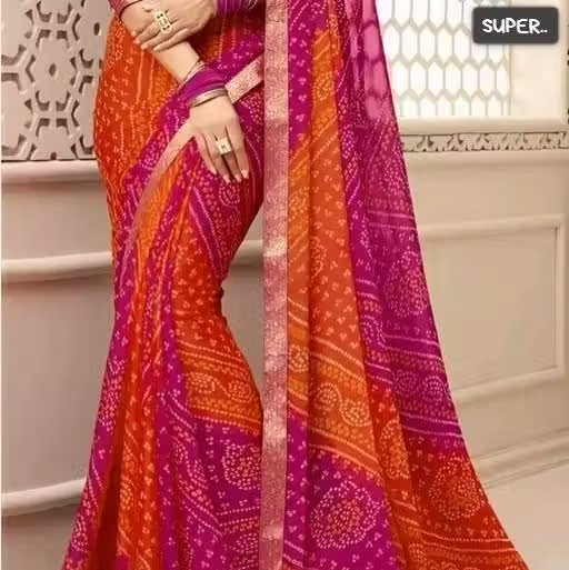 Designer georgette bandhani saree with running blouse - Image 2