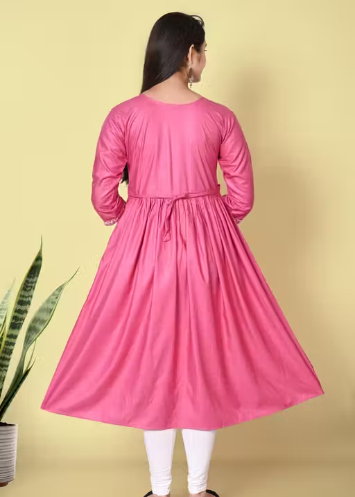 Stylish & Comfortable Kurtis for Every Occasion – Trendy, Elegant, and Viscose Rayon & Embroidered Designs for Women (Light Pink) - Image 3