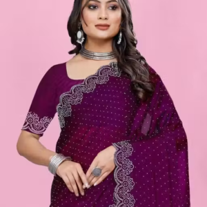 Siroski Hotfix Diamonds Saree | Sarees for Women | Party wear Sarees | Saree new Model 2025