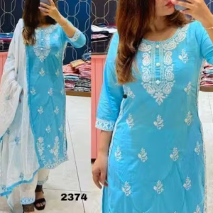 Embroidered Cotton Kurta Set for Women