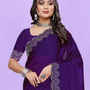 Siroski Hotfix Diamonds Saree | Sarees for Women | Party wear Sarees | Saree new Model 2025