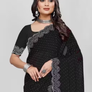 Siroski Hotfix Diamonds Saree | Sarees for Women | Party wear Sarees | Saree new Model 2025