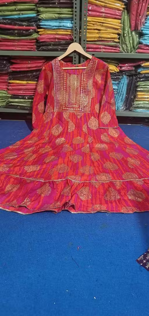 EMBROEDARY RAYON ANARKALI LONG KURTI
