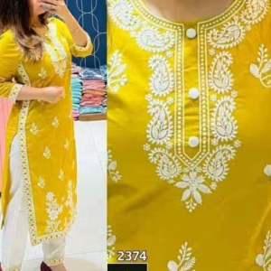 Embroidered Cotton Kurta Set for Women