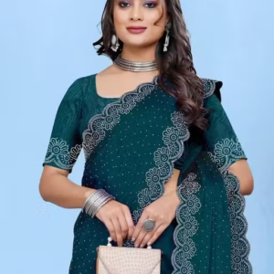 Siroski Hotfix Diamonds Saree | Sarees for Women | Party wear Sarees | Saree new Model 2025
