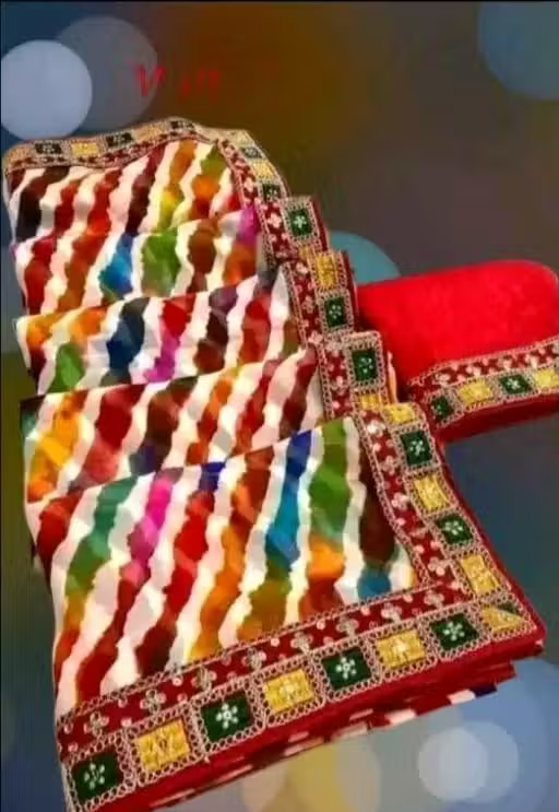 Bandhani saree, Bandhej saree, Top selling saree, Saree with blouse, pure georgette saree, soft georgette saree, party wear saree, desiger saree, banarsi saree, celebrity saree, festive saree, bollywood saree - Image 2