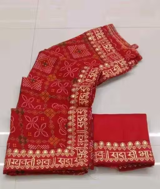 Bandhani saree, Bandhej saree, Lehariya saree, Bandhni saree, pure georgette saree,soft georgette saree, new trending saree, green saree , gotapatti sarees, party wear saree, designer saree, banarsi saree, bollywood saree, celebrity saree, festive saree Saree Fabric: Georgette - Image 4