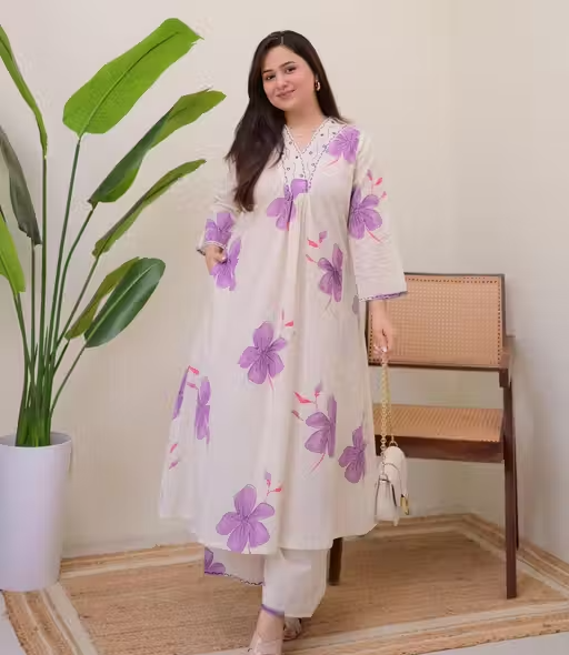 Printed Viscose Kurta Palazzos Fit/ for Women - Image 3