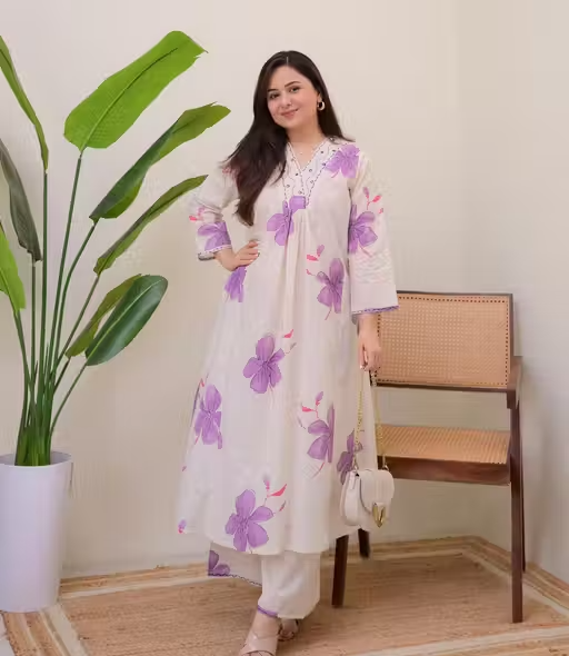 Printed Viscose Kurta Palazzos Fit/ for Women - Image 4