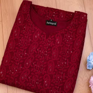 kurti for women (Maroon kurti)/Chikankari sequince work kurti