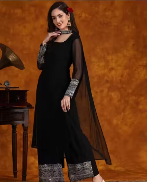 Embroidered Georgette Kurta Set for Women