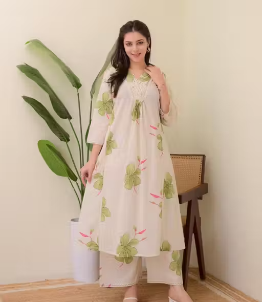 Printed Viscose Kurta Pants Fit/ for Women - Image 3