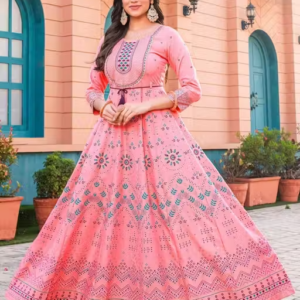 Riyon long embroidery anarkali kurta
