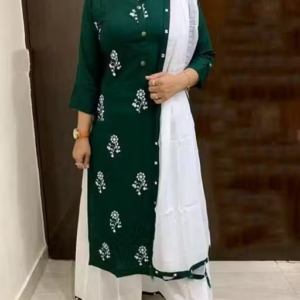 Embroidered Rayon Kurta Set for Women