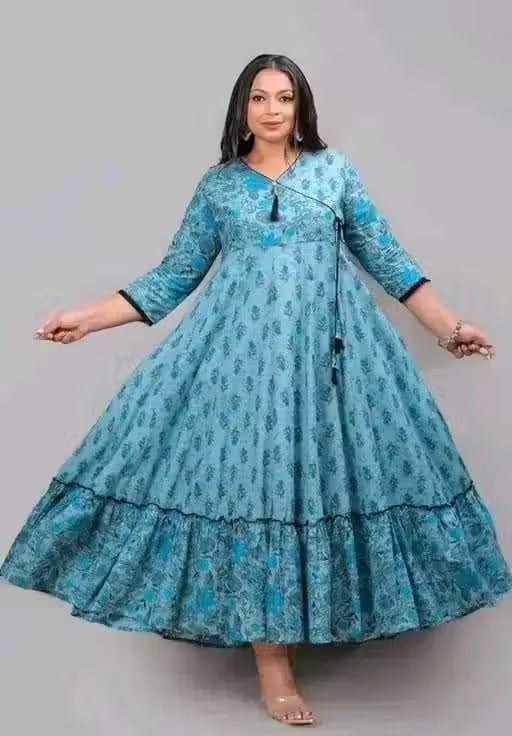 (3001) Umbrella Kurti Sky Blue