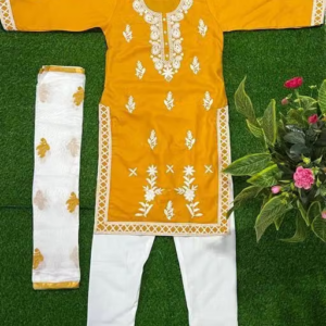 Embroidered Rayon Kurta Set for Women