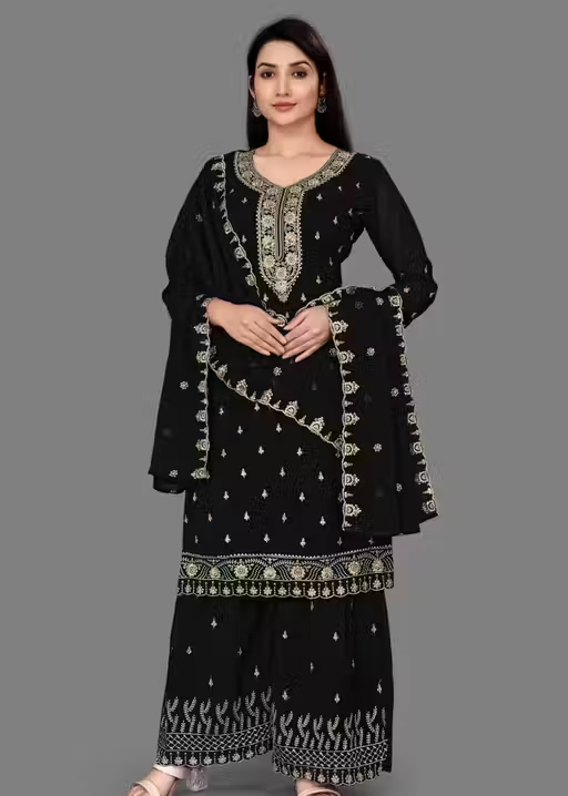 Embroidered Georgette Kurta Set for Women