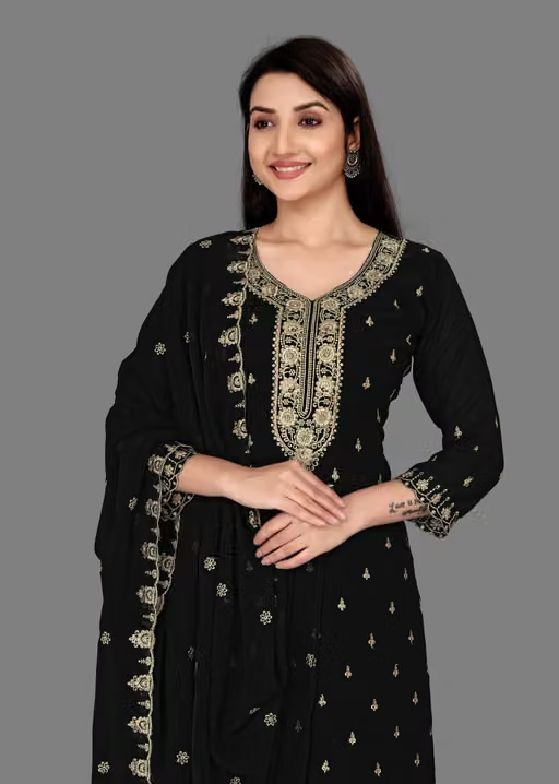 Embroidered Georgette Kurta Set for Women - Image 4