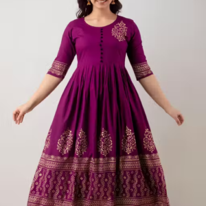 Stylish Rayon Printed Anarkali Flared Kurta