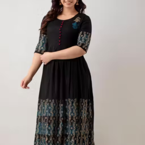 Stylish Rayon Printed Anarkali Flared Kurta