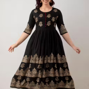 Stylish Rayon Printed Anarkali Flared Kurta