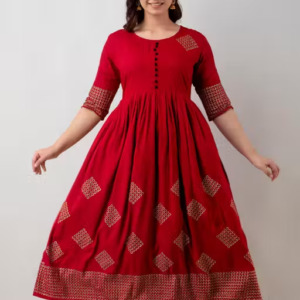 Stylish Rayon Printed Anarkali Flared Kurta