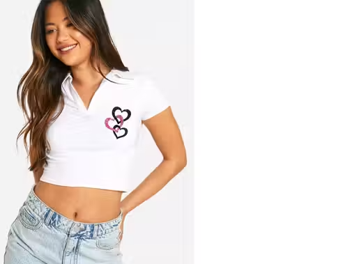 Stylish Half Sleeves Sticker Printed Collar Top & Tunic - Image 3