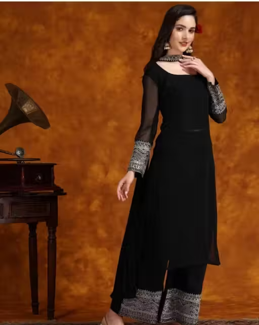 Embroidered Georgette Kurta Set for Women - Image 4