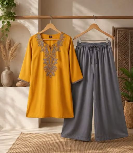 Rayon Kurta Palazzos Fit/ for Women
