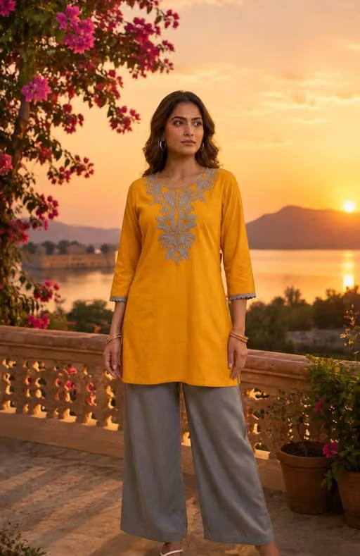 Rayon Kurta Palazzos Fit/ for Women - Image 2
