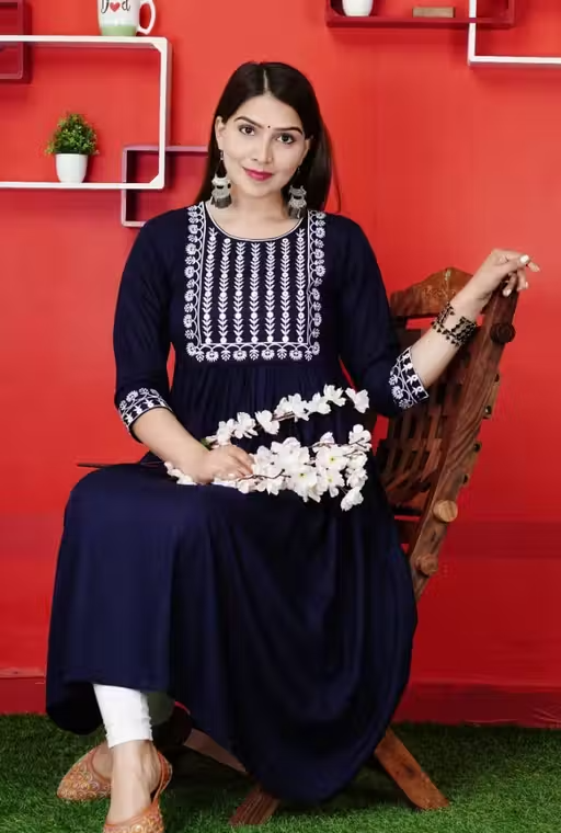 BLUE ANARKALI KURTI - Image 3