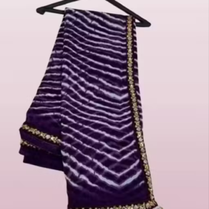 Georgette lehriya 60gms saree with lace and blouse