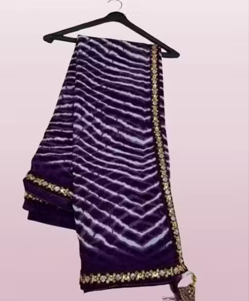 Georgette lehriya 60gms saree with lace and blouse