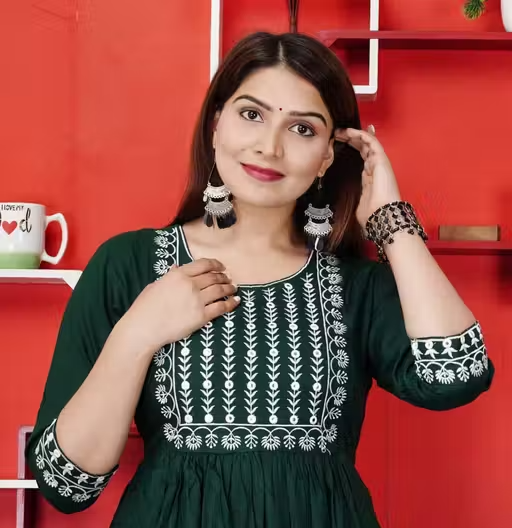 GREEN ANARKALI KURTI - Image 3