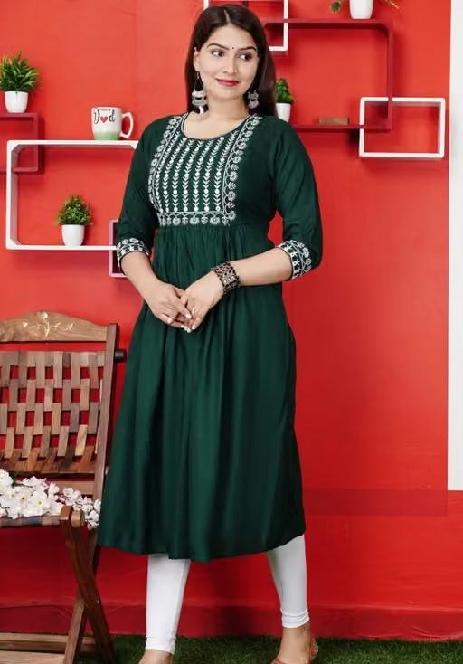 GREEN ANARKALI KURTI - Image 4