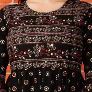 A Trending Beautiful Women Printed Black anarkali kurtis for women kurtis Women's/girl's printed anarkali kurta (Pack Of 1)