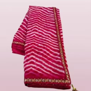 Georgette lehriya 60gms saree with lace and blouse