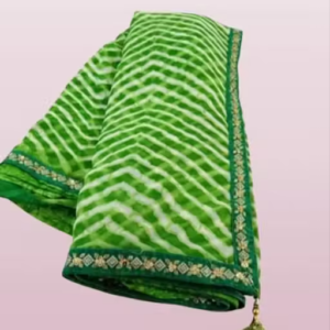 Georgette lehriya 60gms saree with lace and blouse