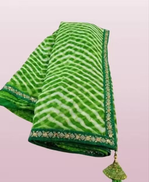 Georgette lehriya 60gms saree with lace and blouse