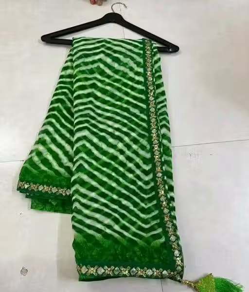 Georgette lehriya 60gms saree with lace and blouse - Image 3