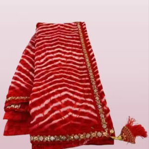 Georgette lehriya 60gms saree with lace and blouse