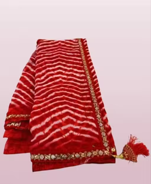 Georgette lehriya 60gms saree with lace and blouse