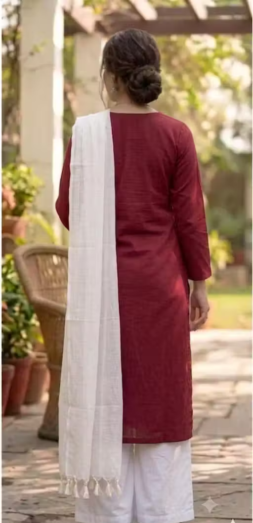 Embroidered Cotton Kurta Palazzos for Women - Image 2