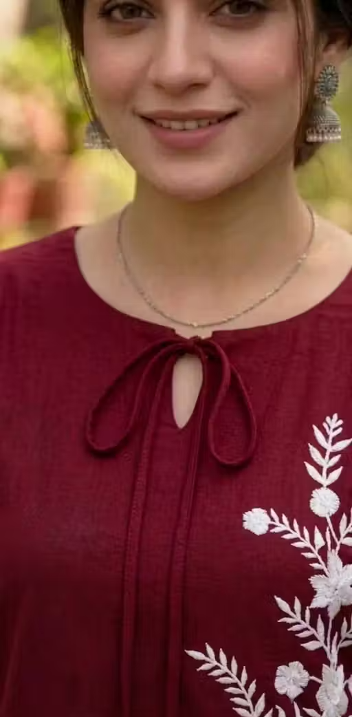 Embroidered Cotton Kurta Palazzos for Women - Image 3
